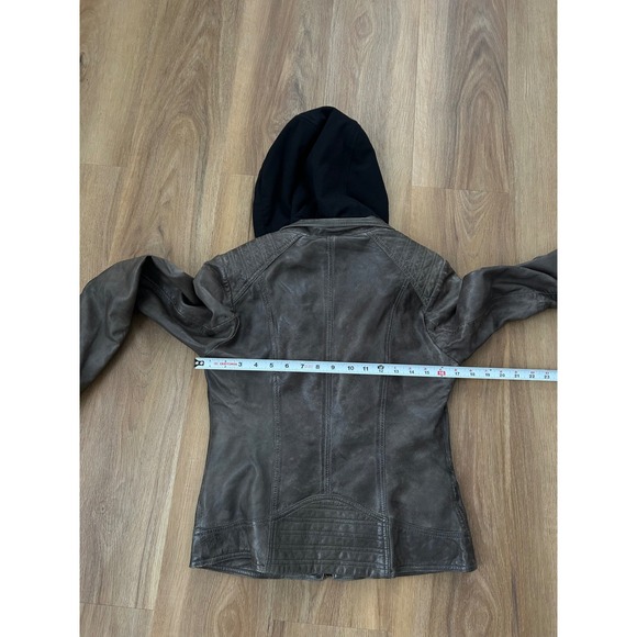 Bod & christensen gray leather roxanne hooded jacket small detachable biker S - Picture 7 of 7